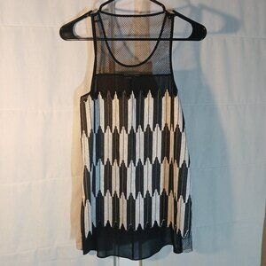 Sachin & Babi | Woven with Black Mesh Tank Top Shirt
